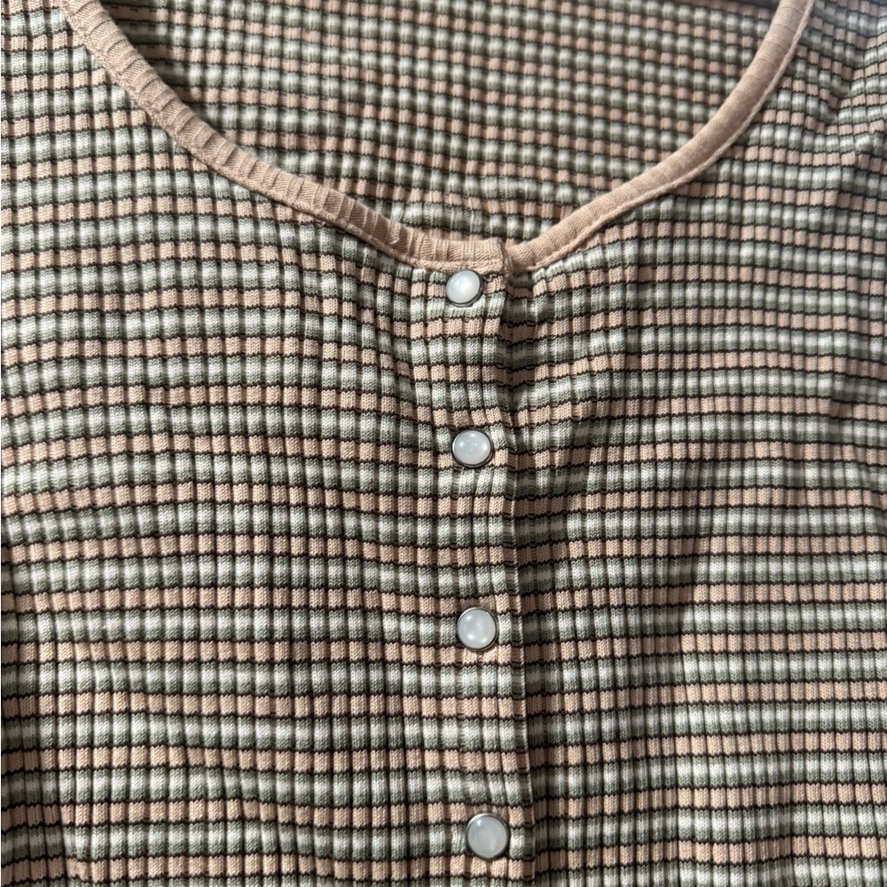 Levi's Plaid Knit Top in Brown and Cream